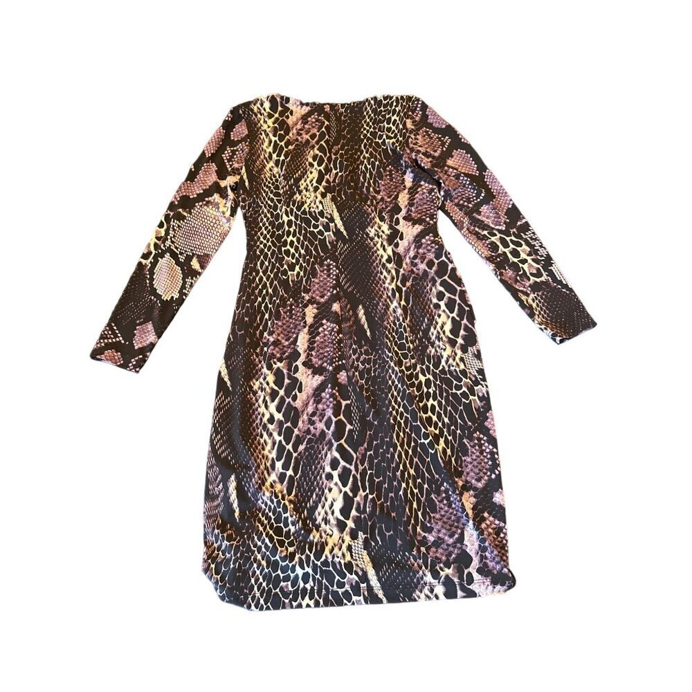 David Meister Womens V-Neck Long Sleeve Snakeskin Print Dress Size 6 - Picture 6 of 6